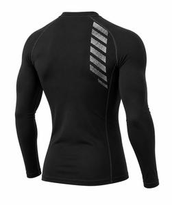 Rashguard à manches longues pour homme, col rond, imprimé numérique noir, séchage rapide, Spandex Polyester, anti-UV, écologique, pour activités de plein air - Product Image 2