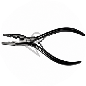 Pince à micro-perles de haute qualité pour extensions de cheveux, logo personnalisé, noir brillant, acier inoxydable de qualité supérieure, deux trous pour perles - Product Image 6