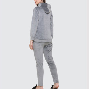 Ensembles de survêtements en velours décontractés deux pièces, haut court à manches longues et pantalon long, tenues pour femmes, survêtement en velours - Product Image 3
