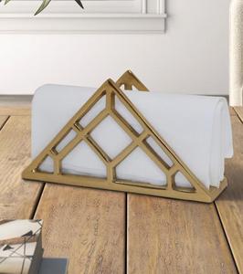 Geometric Gold Napkin Holder Modern <b>Table</b> Decor Free Standing Metal Design - Product Image 5