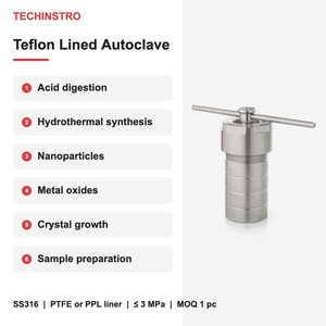 Reactor de Autoclave Hidrotermal con Revestimiento de Teflón, Acero Inoxidable SS316, de 10 ml a 2000 ml, Temperatura Segura de 200 °C para Laboratorio - Product Image 3