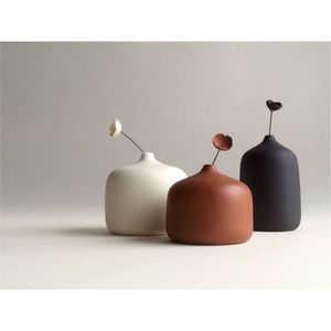 ชุดแจกันดอกไม้โลหะแบบด้านสไตล์นอร์ดิก - กระถางดอกไม้เหล็กมินิมอลสำหรับตกแต่งบ้านสมัยใหม่ ศิลปะตกแต่งโต๊ะสไตล์วาบิซาบิ - Product Image 1