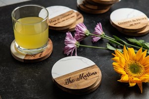 Handmade Wood And <b>Marble</b> Coaster <b>Set</b> NEHA ENTERPRISES Luxury <b>Coffee</b> Tea Cup Coasters for Dining <b>Table</b> - Product Image 6