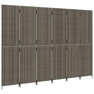 Separador de Ambientes de 6 Paneles en Poliratán Gris, Producto Elegante y Duradero - Product Image 4