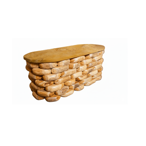 Mesa de Centro ARTERRA Premium de Raíz de Teca Apilable - Mueble de Diseño Artesanal Rústico Moderno y Natural para Sala de Estar - Product Image 1