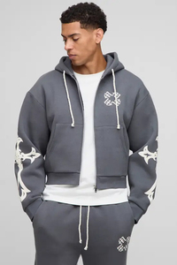 Chándal Urbano Personalizado de Alta Calidad 2026, Estampado Vintage, Doble Capa, Lavado Ácido, Efecto Desgastado por el Sol, Bolsillos, Cintura Elástica - Product Image 2