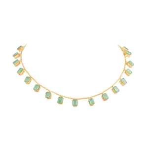 Collier fantaisie Gajaah en argent 925 avec pierre verte taille émeraude, bijoux minimalistes élégants pour femmes, parfaits pour les soirées. - Product Image 2