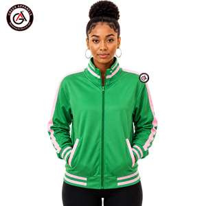 Chaqueta Bomber de Invierno para Mujer con Bordado de Hermandad Rosa Verde |   Diseño Formal Sólido Personalizado Sublimado Verde Rosa para Hermandades - Product Image 1
