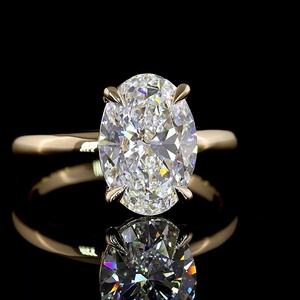 Bague de fiançailles minimaliste en or jaune 14 carats avec diamant de laboratoire ovale de 5 carats certifié IGI, solitaire, bijoux fins, vente en gros - Product Image 3