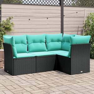 Conjunto de Sofá Modular Mediano de Ratán PE Negro para Jardín, Muebles Elegantes para Exteriores - Product Image 1
