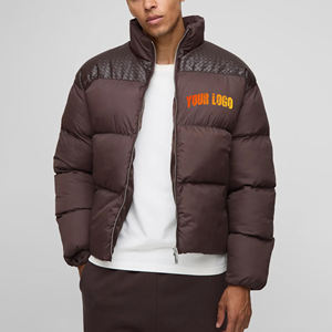 Veste matelassée marron pour homme de haute qualité, col montant, fermeture éclair, coupe-vent, manteau d'hiver décontracté, rembourrage épais en polyester - Product Image 4