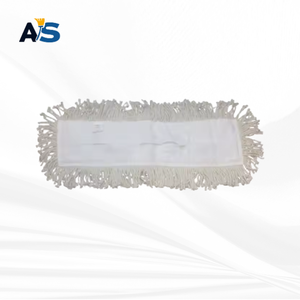 A&S Durable 5x16 Natural White Dust <b>Mop</b> Synthetic Cotton Fibers Cut-End Design White Backing Multi-Floor Cleaning Aluminum - Product Image 2