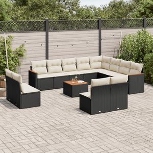 Conjunto de Sofás de Jardín de Ratán Negro, Muebles de Exterior con Cojines de Espuma de Alta Densidad, Diseño Contemporáneo Impermeable - Product Image 3