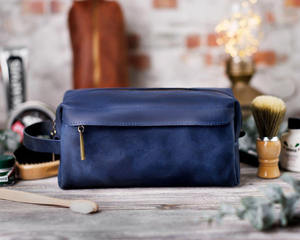 Sac de voyage pour homme en cuir véritable, trousse de toilette à double fermeture éclair avec logo, LTB-0134, grande capacité, sac de toilette suspendu - Product Image 5