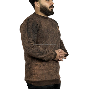 Jersey de cuello redondo de manga larga de algodón 100% lavado ácido Unisex sudadera de gran tamaño en estilo Vintage Streetwear invierno Casual - Product Image 5