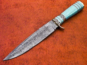 Nouvelle édition Couteau de chasse en acier Damas avec manche en laiton forgé à la main, lame fixe tranchante, couteau tactique Bowie, couteau de survie - Product Image 3