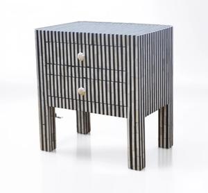 Mesa de Cajones con Incrustaciones de Hueso de ILAHI, Diseño Moderno con Detalles de Ágata, Almacenamiento de Tres Niveles, Mueble Portátil para el Hogar - Product Image 2