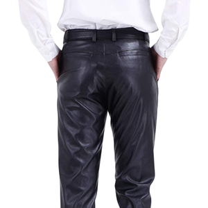 Pantalon en cuir pour homme, coupe slim, en similicuir PU durable, style streetwear décontracté, avec taille confortable et design moderne - Product Image 4