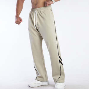 Pantalon de jogging décontracté pour homme, coupe décontractée, jambe droite, style streetwear américain, en molleton épais rayé, avec cordon de serrage, grandes tailles - Product Image 3