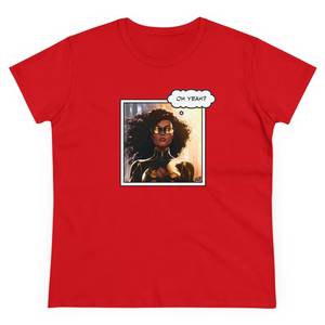 Camiseta Blanca de Cuello Redondo para Mujer con Estampado de Personajes de Cómics, Diseño Oh Yeah, Corte Regular, Estilo Casual, 100% Algodón Jersey - Product Image 4