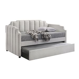Colomba Grey a Tufted sul retro Daybed con un letto elegante a rotelle per uso domestico - Product Image 3