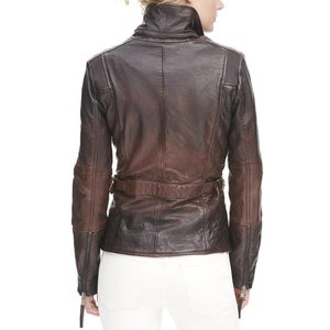 Nouvelles vestes pour femmes en cuir véritable, style vintage, avec logo personnalisé, couleur marron, pour l'hiver, manteaux élégants, blousons bomber streetwear. - Product Image 2