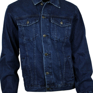 Chaqueta vaquera clásica azul oscuro para hombre, con relieve, lavada, al por mayor, de poliéster/nailon, cortavientos, transpirable, de manga larga, con botones, informal - Product Image 5