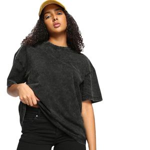 Wholesale Women Custom Design Acid Wash T-Shirt High Quality 100%Cotton Blend Loose Fit <b>Summer</b> Breathable Print Mesh <b>Decoration</b> - Product Image 1