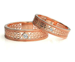 925 Sterling Silver Rose Gold Plated Floral <b>Couple</b> <b>Rings</b> - Product Image 1