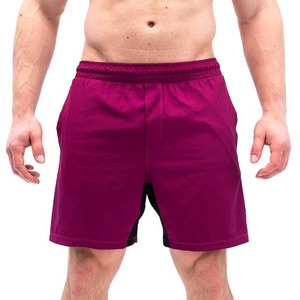 Men's Purple Quick Dry Elastic <b>Waist</b> Shorts Casual Sport Short Solid Color Knitted Polyester Athletic Wear - Product Image 1