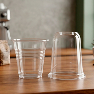 Transparent PP <b>Plastic</b> <b>Cups</b> With Dome Lids 95mm Diameter Disposable Beverage <b>Cup</b> - Product Image 1