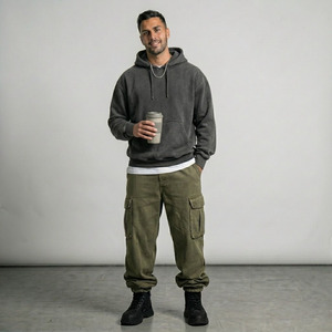 Heavyweight 320G Thermal Fleece Hoodie & <b>Sweatpants</b> <b>Set</b> for Men – Streetwear Custom Logo Tracksuit - Product Image 3