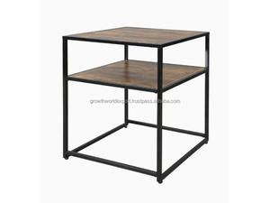 Mesa de Noche Moderna Cuadrada de Madera de Mango Maciza Hecha a Mano con Cajón y Estante |   Mesa de Noche |   Mesa de Noche para Dormitorio - Product Image 3