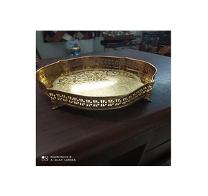 ถาดโลหะโลหะดีไซน์คลาสสิกสำหรับวางบนโต๊ะดีไซน์คลาสสิกทำมือสุดหรูถาดเสิร์ฟโลหะหรูหรา - Product Image 1