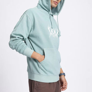 เสื้อสเวตเชิ้ตมีฮู้ดสีฟ้าอ่อนสำหรับผู้ชาย พิมพ์ลายโลโก้สีขาว ทรงปกติ ผ้าฝ้ายเฟรนช์เทอร์รี่ ลำลอง สำหรับฤดูใบไม้ร่วง - Product Image 2