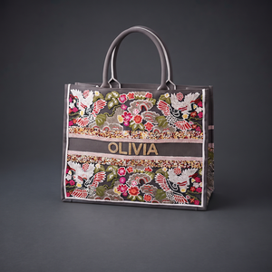 Bolso Tote Étnico Bordado para Mujer con Diseño Floral de Aves y Dos Asas - Product Image 3