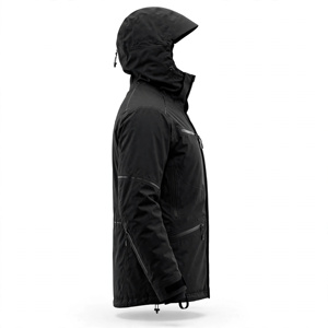 Chaqueta Acolchada Negra para Hombre con Cuello Alto, Cierre de Cremallera Impermeable, Estilo Deportivo para Invierno, Corte Regular, Exterior de Poliéster, Aislamiento Grueso - Product Image 4