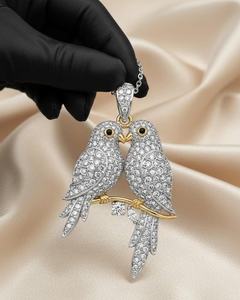 Pendentif Pigeon en Argent Sterling 925 avec Moissanite Ronde Taille Brillant, Breloque Thème Animal, Bijou Unisexe pour Mariage - Product Image 5