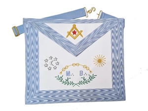 Tablier de Maître Maçon à bords droits, Rite Français, broderie professionnelle à la machine, dentelle, épingle de sûreté, qualité supérieure, cérémonial maçonnique - Product Image 5
