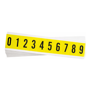 Kit de numéros autocollants en plastique pour l'étiquetage d'équipements, étiquettes industrielles réutilisables, 1 pouce, noir sur jaune, par Brady - Product Image 2