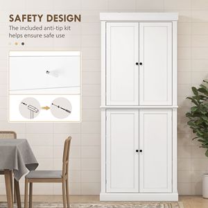 72-Inch White Freestanding <b>Kitchen</b> Cabinet with Doors and <b>Shelves</b> Pantry Storage Cabinet <b>for</b> Food Storage - Product Image 6