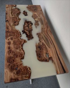 Tabla de cortar de madera artesanal con resina epoxi, tabla de cortar de resina de madera con diseño de río - Product Image 2