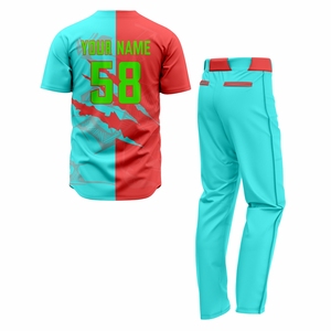 Uniforme de baseball personnalisé OEM, logo d'équipe personnalisé, nom, 100% polyester respirant, séchage rapide, manches courtes, poches, unisexe, adulte - Product Image 2