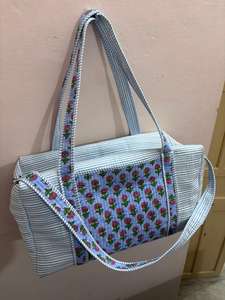 2026 Handicraft for City for City HANDBLOCK Cotton <b>Patchwork</b> Quilted Duffle <b>Bag</b> Sports Style Travel Luggage Unisex Lock Drawbar - Product Image 3