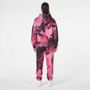Chándal de mujer con capucha, de tejido grueso, holgado, con sublimación, manga larga, hombros caídos, cintura media con cordón, para invierno y estilo urbano. - Product Image 2