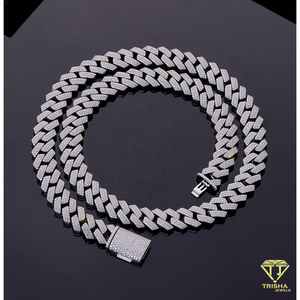 Luxury Lab Grown Diamond Curb Link <b>Chain</b> Necklace Fully Iced Hip Hop Jewelry for <b>Men</b> Women Wholesale Designer Fashion - Product Image 4