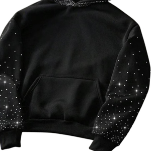 Crystal Design Winter Solid Heavyweight Oversized Streetwear <b>Hoodie</b> with <b>Rhinestone</b> Crystal <b>rhinestone</b> <b>hoodie</b> Winter fleece - Product Image 5