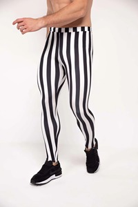 Leggings de sport pour hommes, pantalons de jogging décontractés à rayures noires et blanches, séchage rapide, pour la course à pied, la gym et l'entraînement - Product Image 3