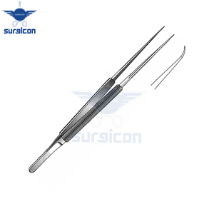 Micropinzas de Sutura Curvas de 15 cm / 6 Pulgadas con Punta Fina de 0.3 mm, Instrumento Microquirúrgico de Acero Inoxidable para Oftalmología - Product Image 6