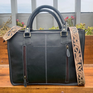 Bolso de mano de cuero mecanizado a mano de lujo de gran capacidad de alta calidad para mujer, bolso cruzado de transporte oculto Floral de piel de vaca occidental - Product Image 4